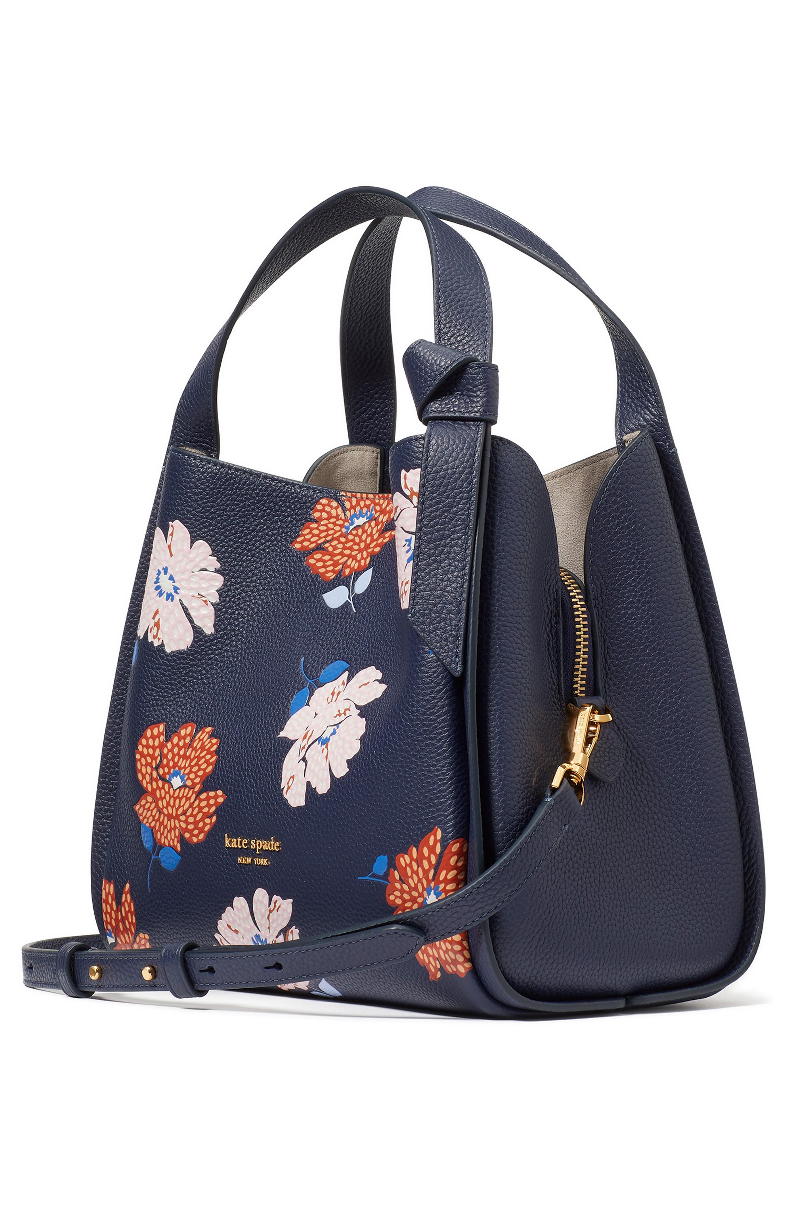 Kate Spade New York knott dotty floral embossed leather satchel, Alternate, color, 