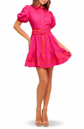 FLYING TOMATO Solid Mini Shirtdress