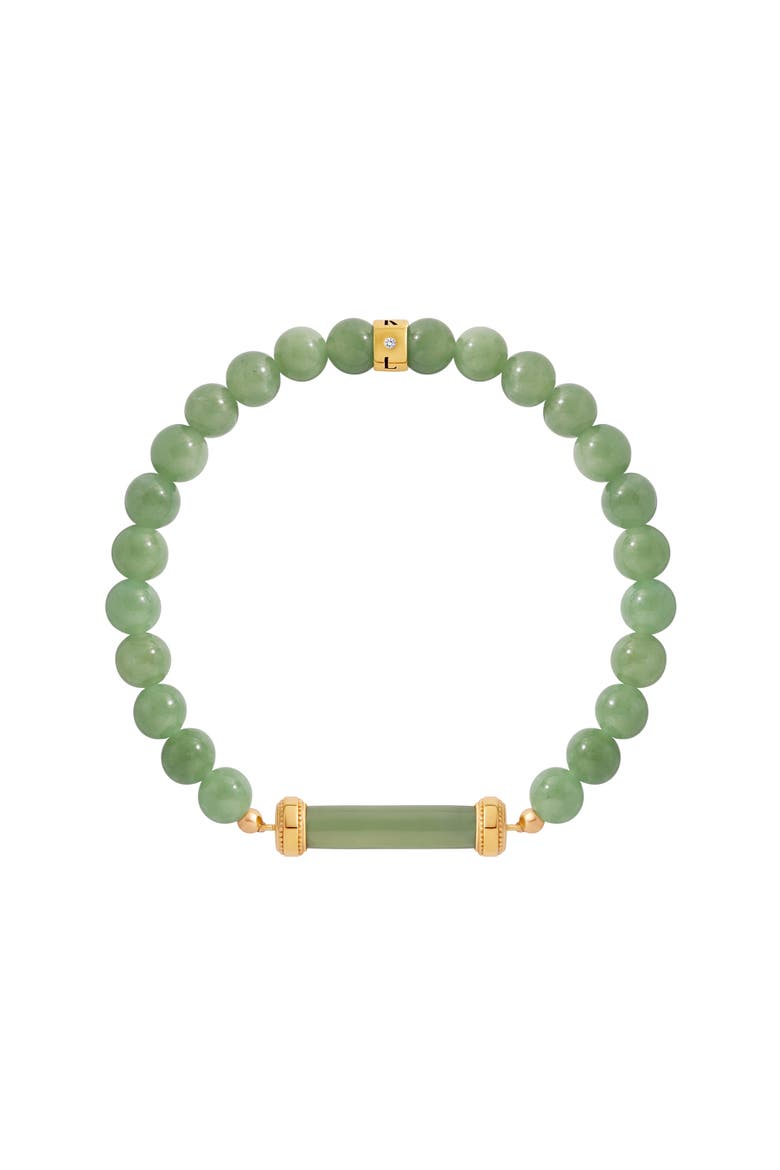 Jade Serenity Beaded Gold Plated Women's Bracelet - Eternal Dawn, Main, color, Pastel Green
