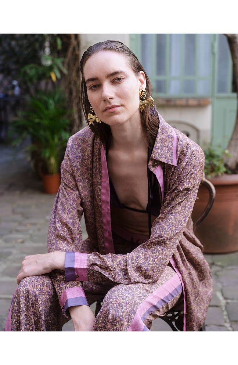 Monzlapur Paisley Motif Long Sleeve Shirt, Alternate, color, Lilac