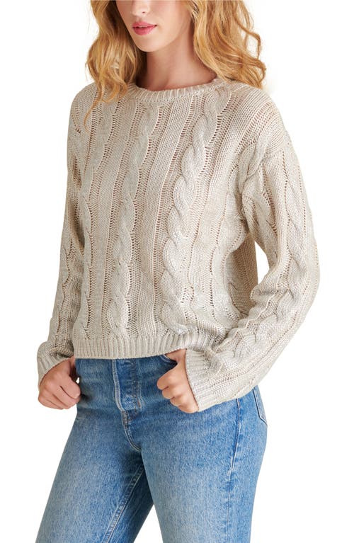 Steve Madden Renzo Cable Stitch Cotton Sweater In Antique Ivory