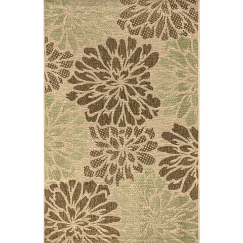 Zinnia Modern Floral Textured Weave Indoor/Outdoor Area Rug