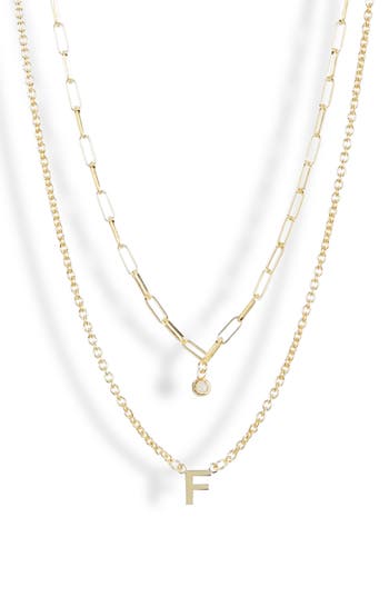 Meshmerise Diamond Initial Charm Necklace In Gold