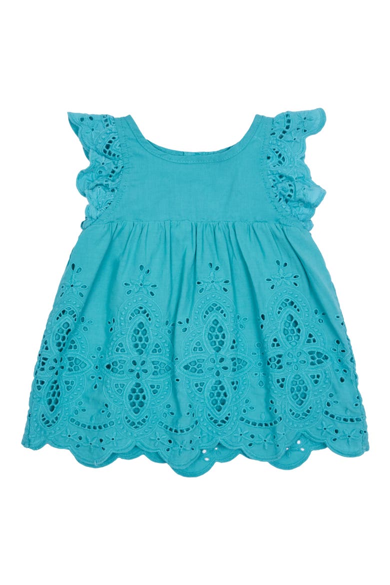 Michelle Eyelet Embroidered Dress, Main, color, TURQUOISE