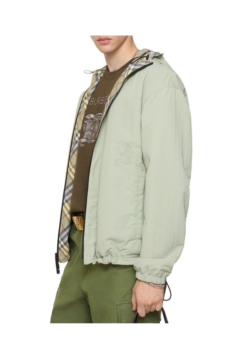 Reversible Check Hooded Jacket, Alternate, color, Glade green