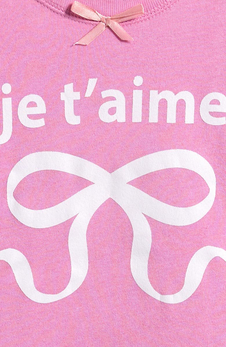 Vintage Havana Kids' Je T'aime Bow Cotton Blend Sweatshirt, Alternate, color, Pink