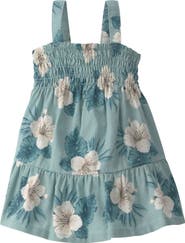 Little Planet Print Smocked Organic Cotton & Linen Sundress & Bloomers Set