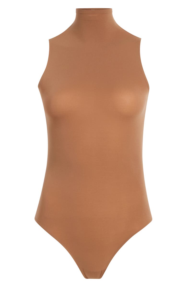 Commando Ballet Body Mock Neck Thong Bodysuit, Alternate, color, Cocoa