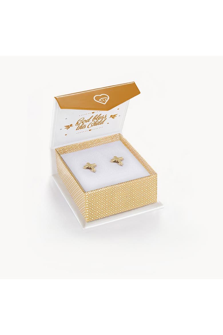 14k Elegant Cross Earrings, Alternate, color, Gold