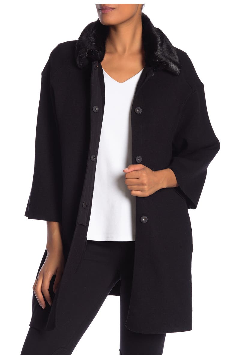 Catherine Catherine Malandrino Faux Fur Collar Snap Down Jacket, Main, color,