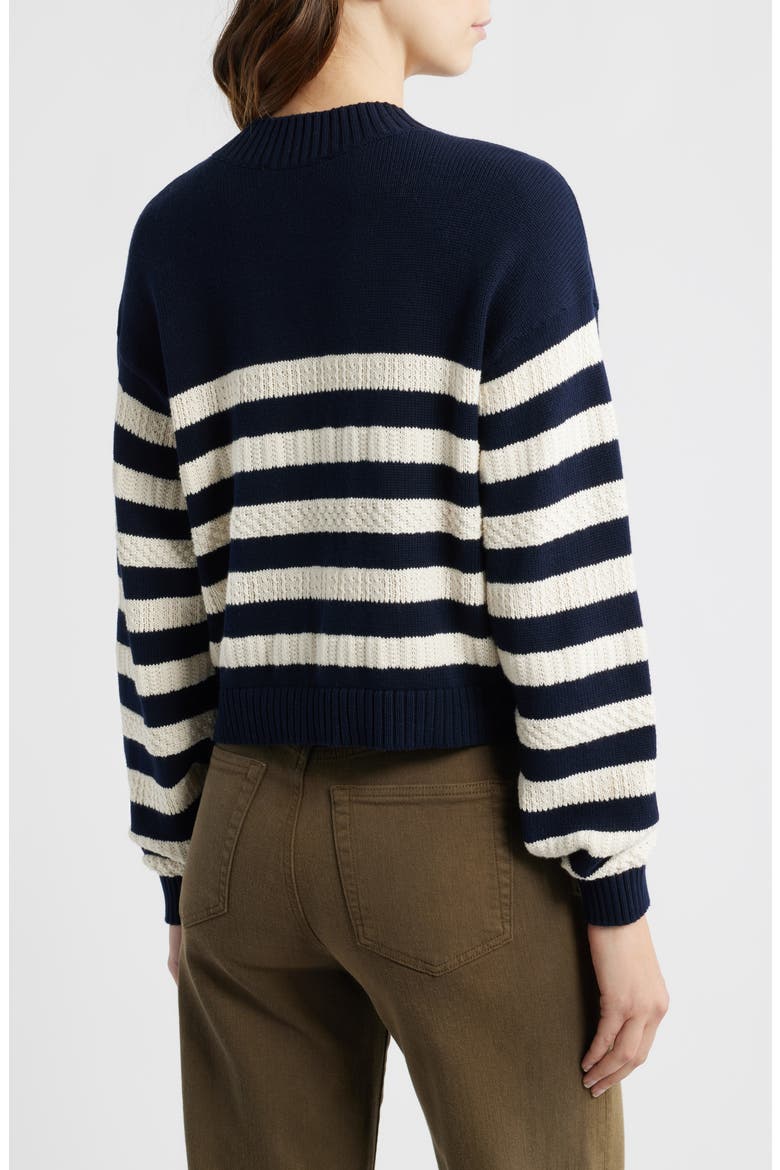 The Variation Stripe Cotton Cardigan, Alternate, color, NAVY MULTI