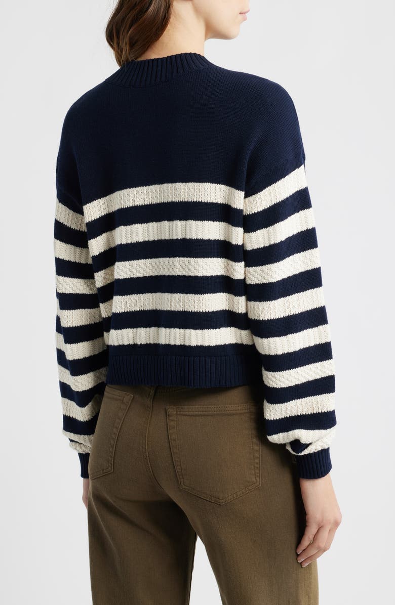 FRAME The Variation Stripe Cotton Cardigan, Alternate, color, Navy Multi