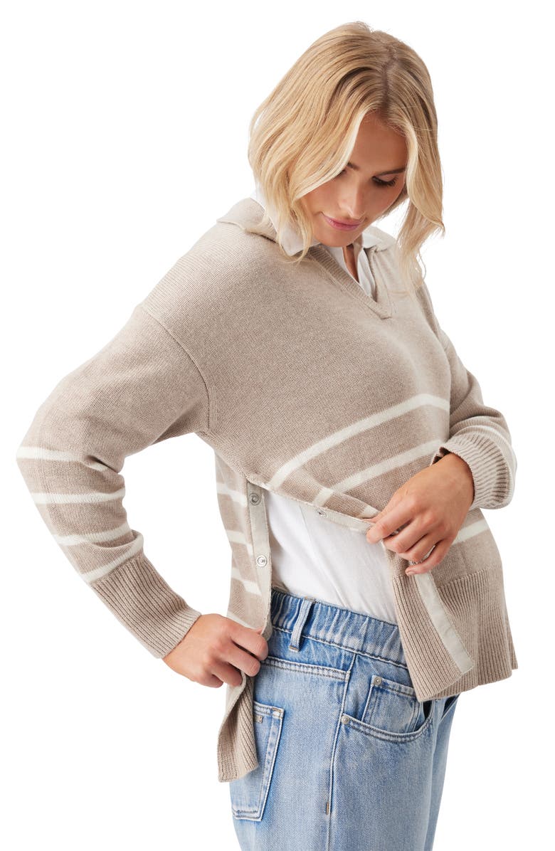 Ripe Maternity Lori Nursing Knit, Alternate, color, Latte / Chalk