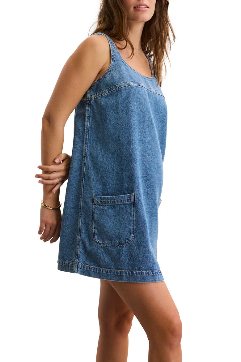 The Kiley Denim Mini Maternity Dress, Alternate, color, Vintage Dream Blue