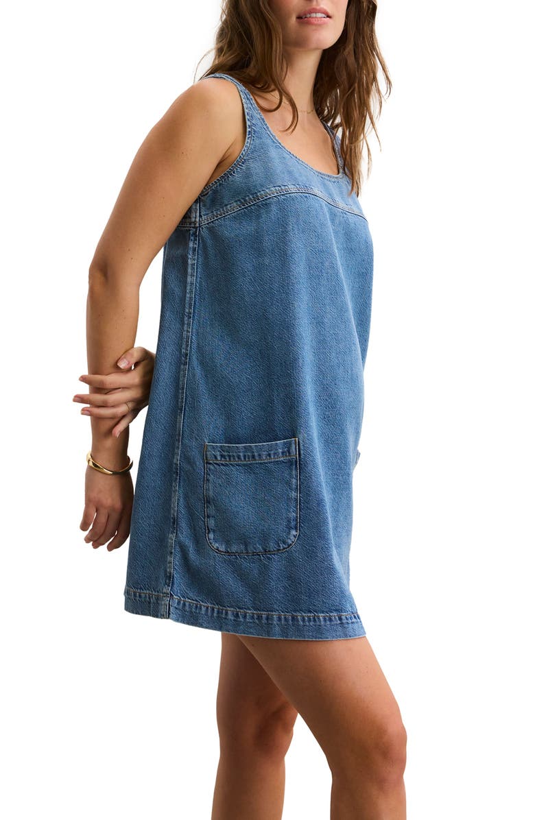 HATCH Collection The Kiley Denim Mini Maternity Dress, Alternate, color, Vintage Dream Blue