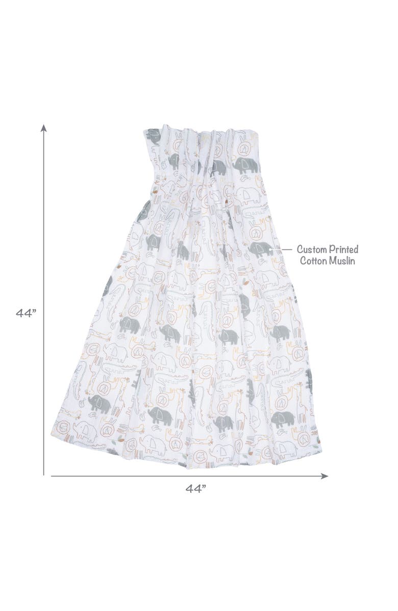 Lambs & Ivy Jungle Story 100% Cotton Muslin Safari Swaddle Blankets - 2 Pack, Alternate, color, White