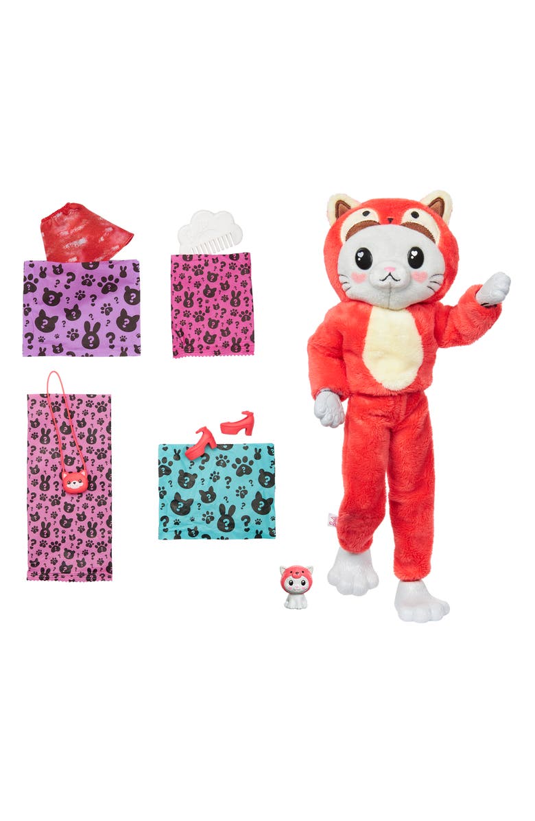 Barbie <sup>®</sup> Cutie Reveal<sup>™</sup> Kitten as Red Panda Doll with 10 Surprises, Alternate, color, 