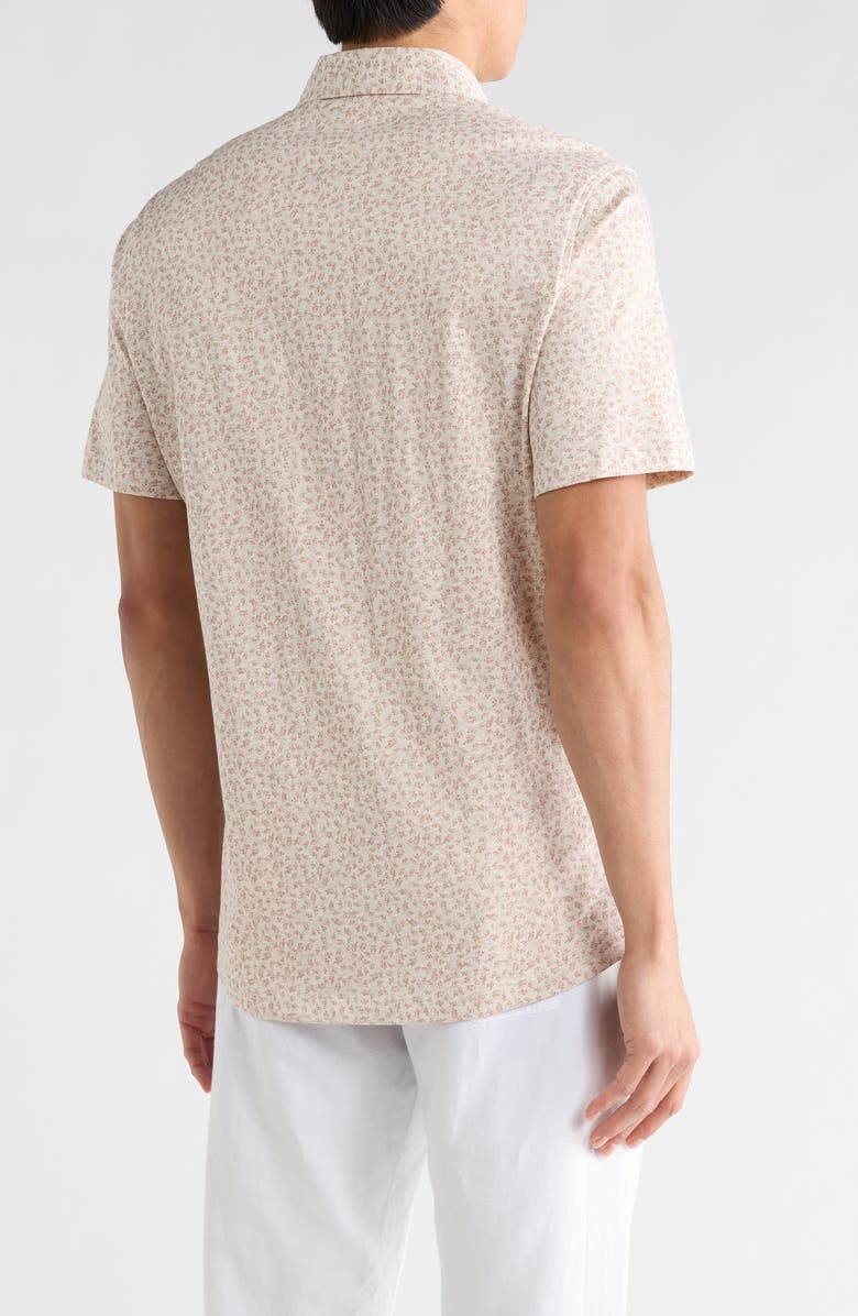 Robert Barakett Corey Short Sleeve Cotton Knit Button-Up Shirt, Alternate, color, Coral