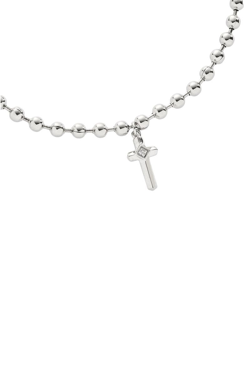Alex and Ani Cross Ball Chain Bracelet, Alternate, color, Silver