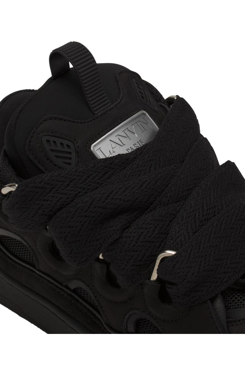 Lanvin Curb Leather Sneakers, Alternate, color, Black-Black