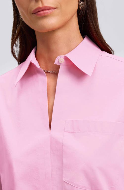 Shop Foxcroft Bella Solid Popover Top In Bubblegum