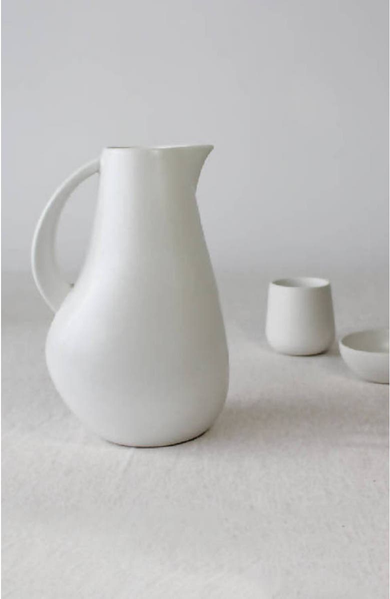 Gharyan Stoneware Pitcher Kuduo, Alternate, color, White