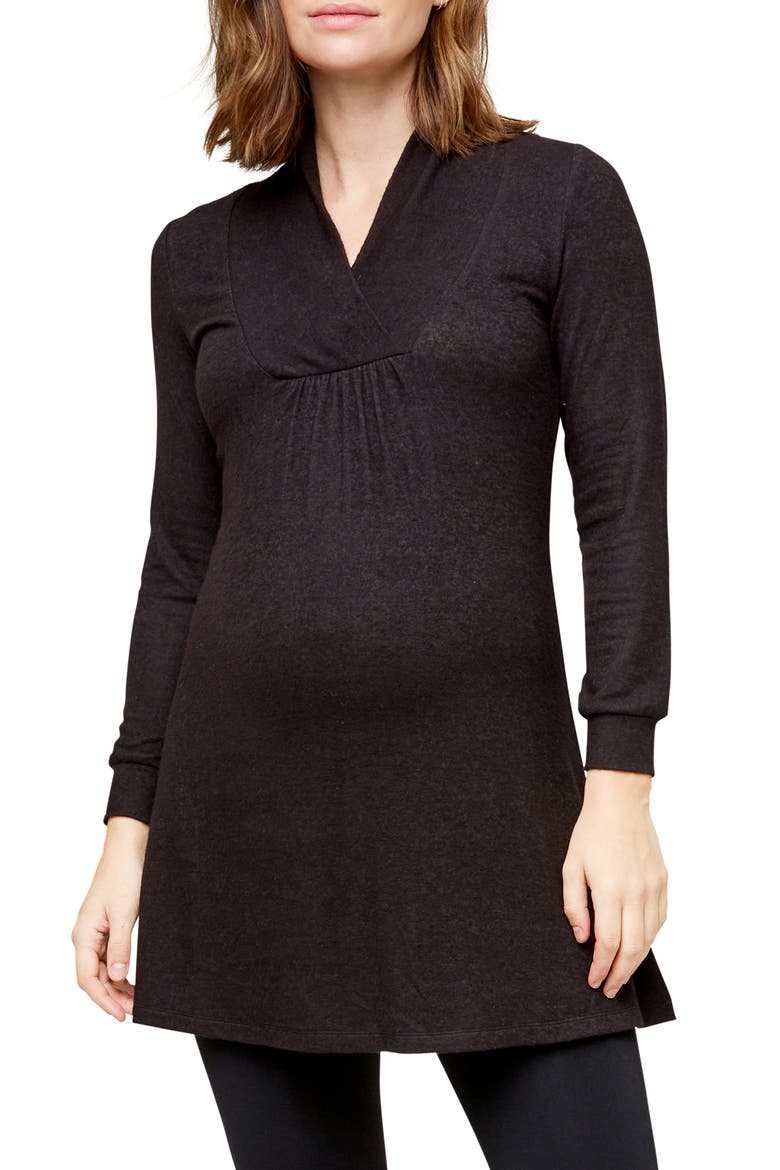 Luna Maternity/Nursing Sweater, Main, color, BLACK HACCI