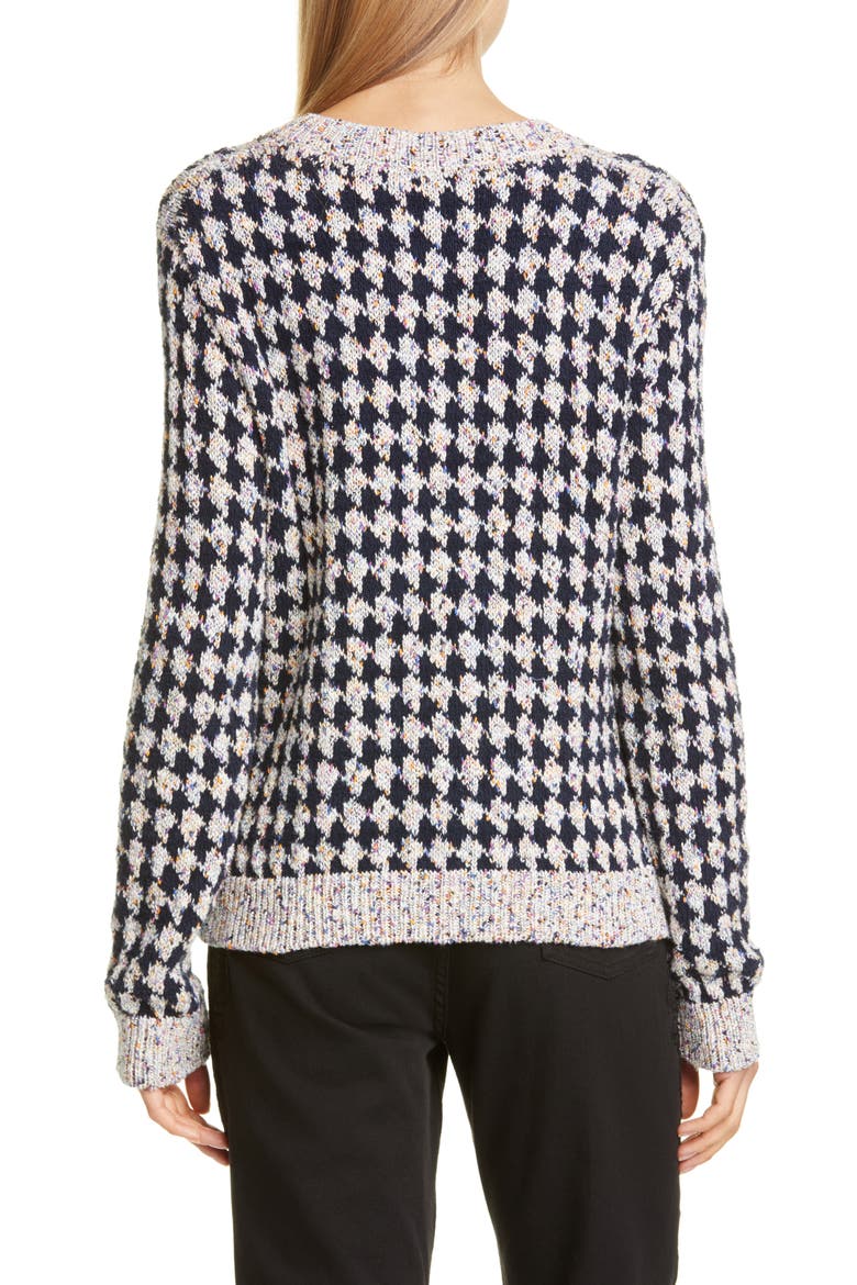 Metallic Houndstooth Tweed Jacquard Cardigan, Alternate, color, NAVY