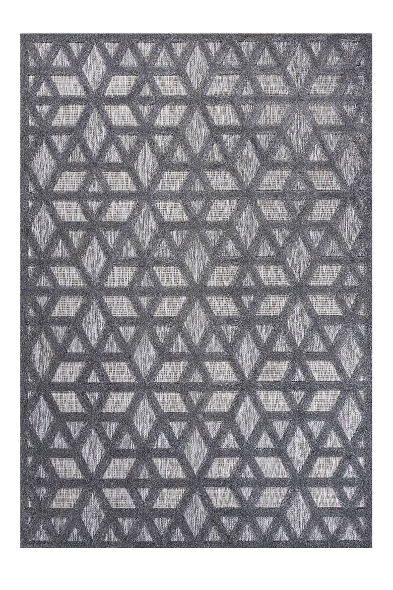 Talaia Neutral Geometric Indoor/Outdoor Area Rug, Main, color, Dark Gray