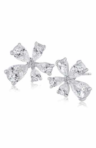 Cubic Zirconia Modern Floral Stud Earrings