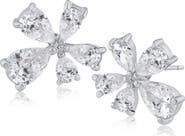 CZ by Kenneth Jay Lane Cubic Zirconia Modern Floral Stud Earrings