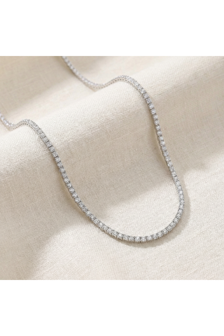 10Ct TW Lab Grown Diamond Tennis Necklace 14K Gold 18", Alternate, color, 14k White Gold