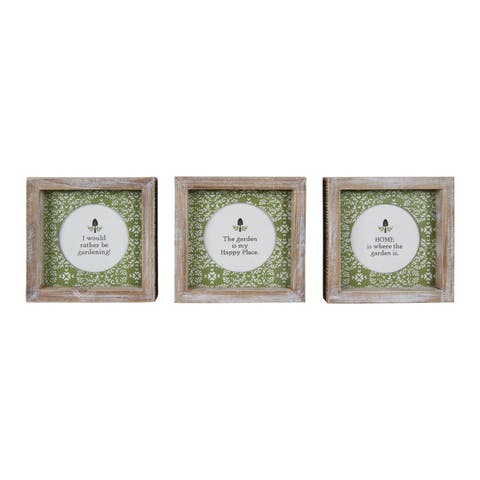 MDF and Wood Framed Decor Garden Set of 3 Wall Sign Multicolored for Spring Wall and Entryway Decor