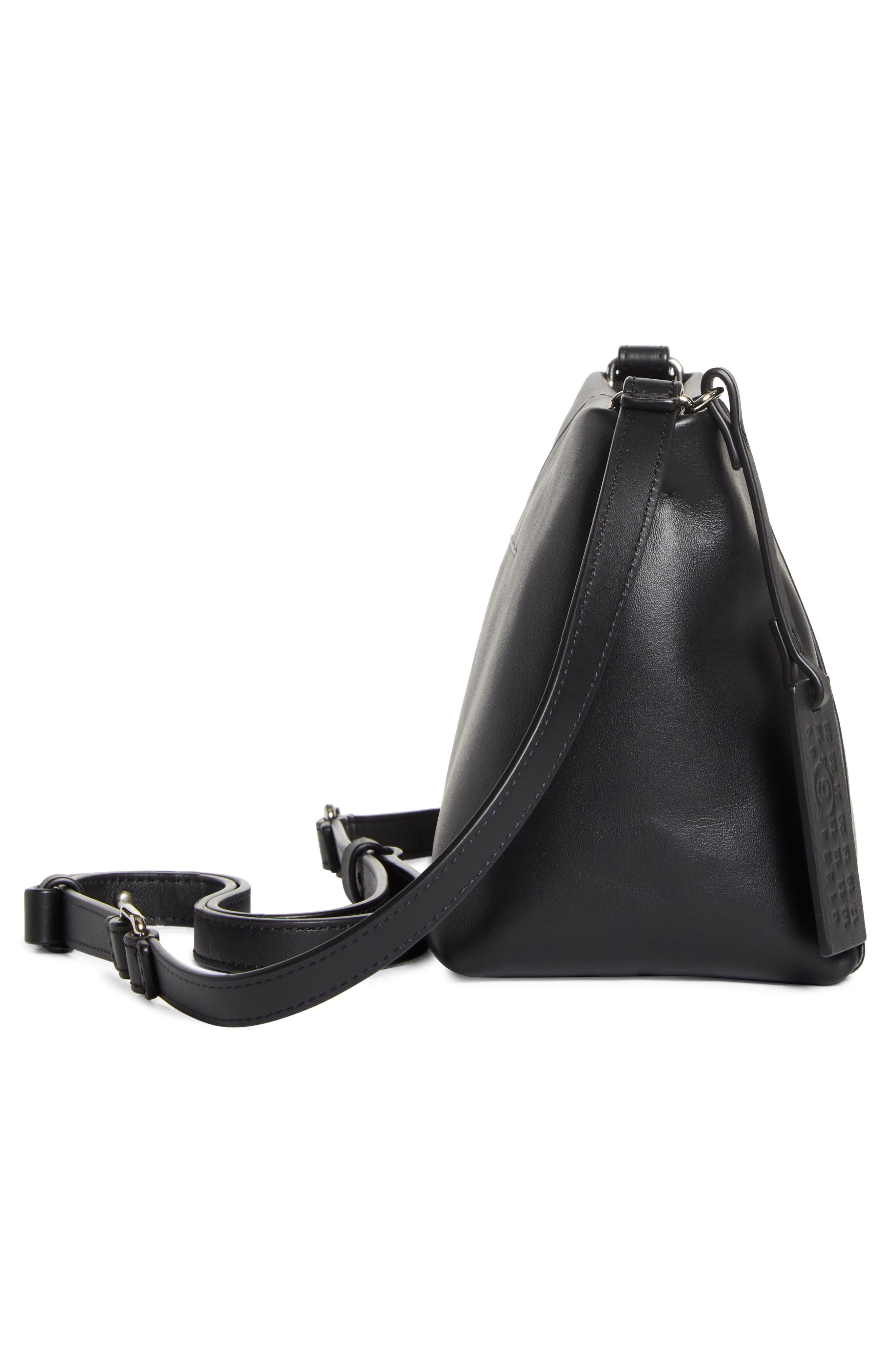 Folded J Leather Shoulder Bag, Alternate, color, T8013 BLACK