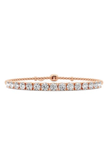 Everyday By Hautecarat Lab Grown Diamond Adjustable Tennis Bracelet In 14k Rose Gold