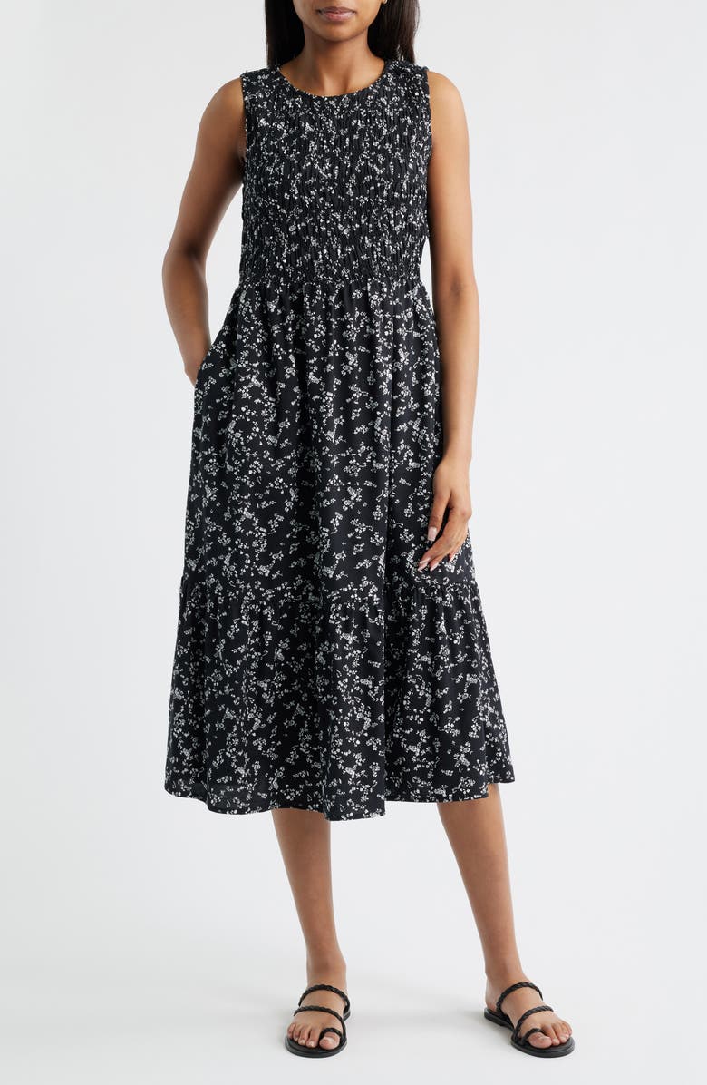 beachlunchlounge Jules Smock Bodice Dress, Main, color, 