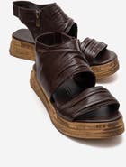 Forever & Always Shoes Lunas Leather Side-Zip Flat Heel Sandal