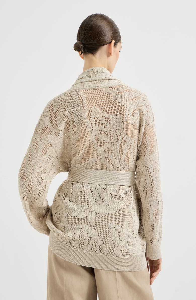 Brunello Cucinelli Dazzling water lilies cardigan, Alternate, color, Beige