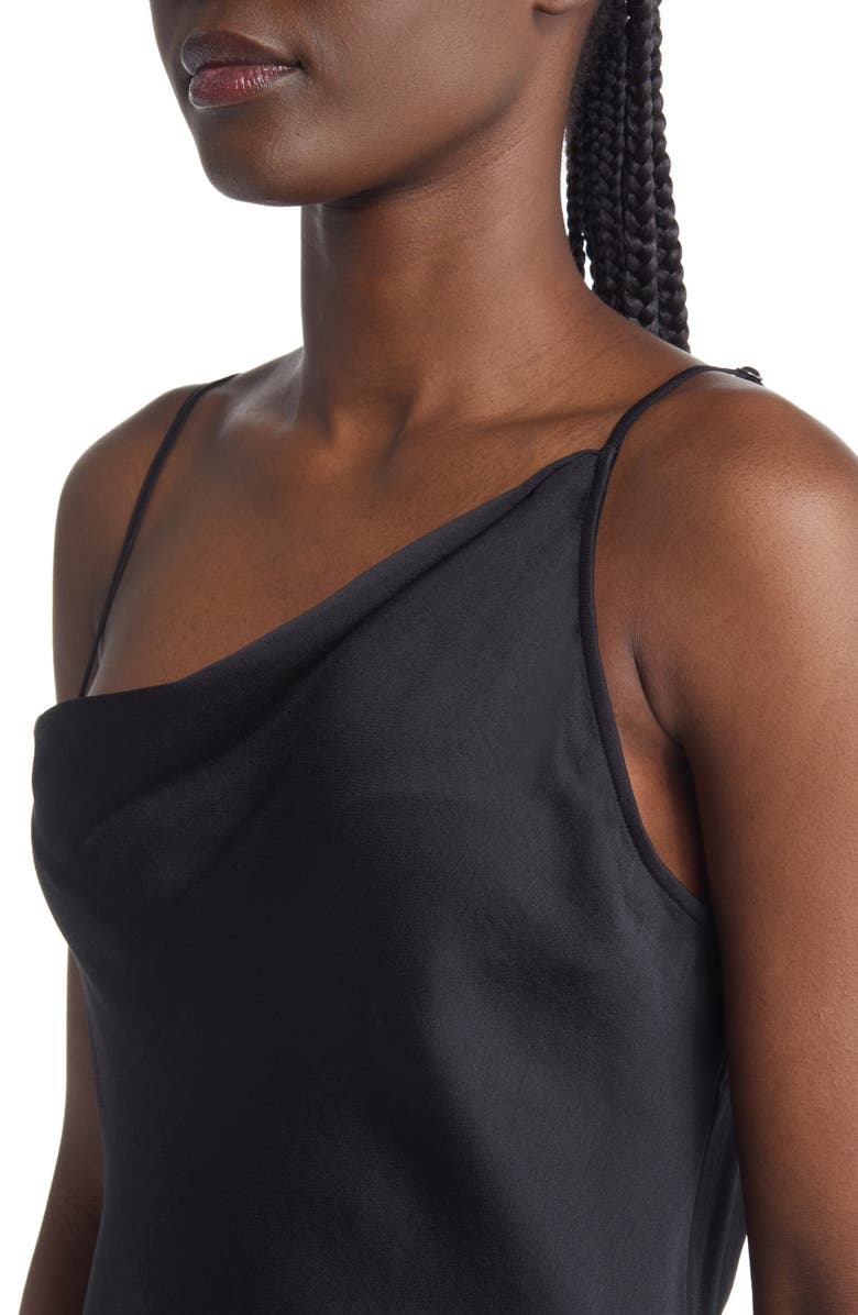 Open Edit Asymmetrical Neck Satin Dress, Alternate, color,