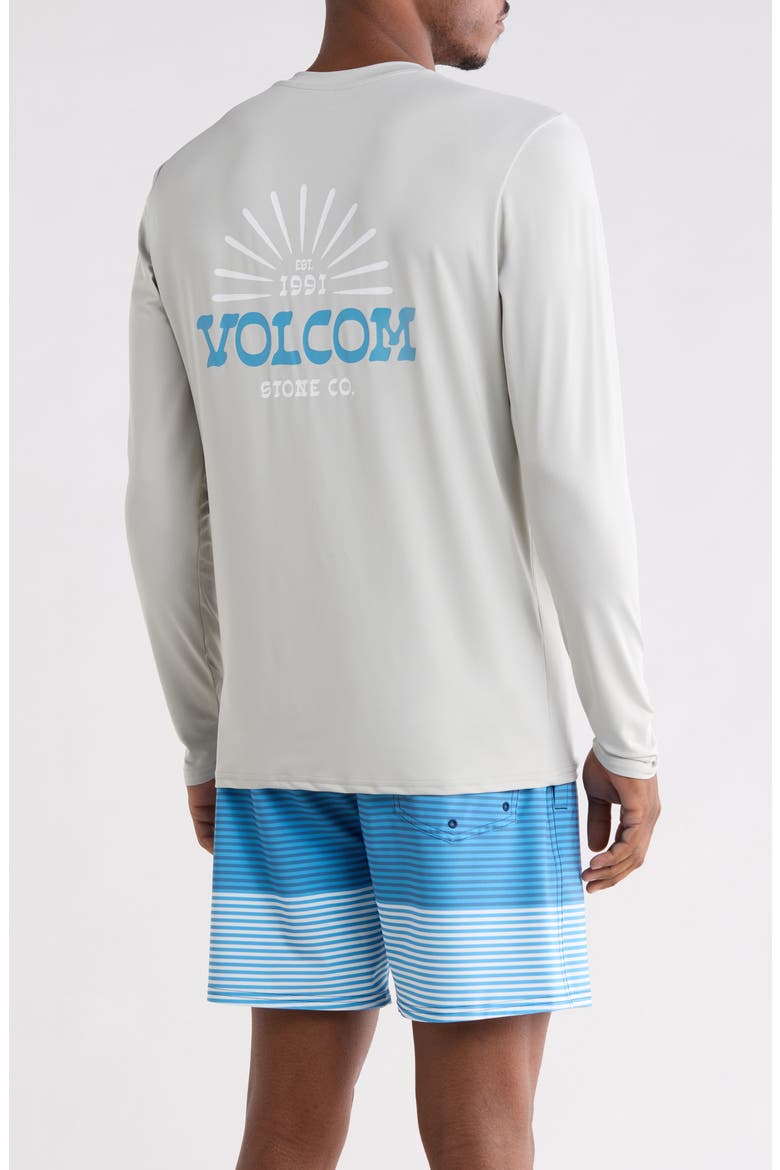 Long Sleeve Rashguard & Board Shorts Set, Alternate, color, STORM GREEN