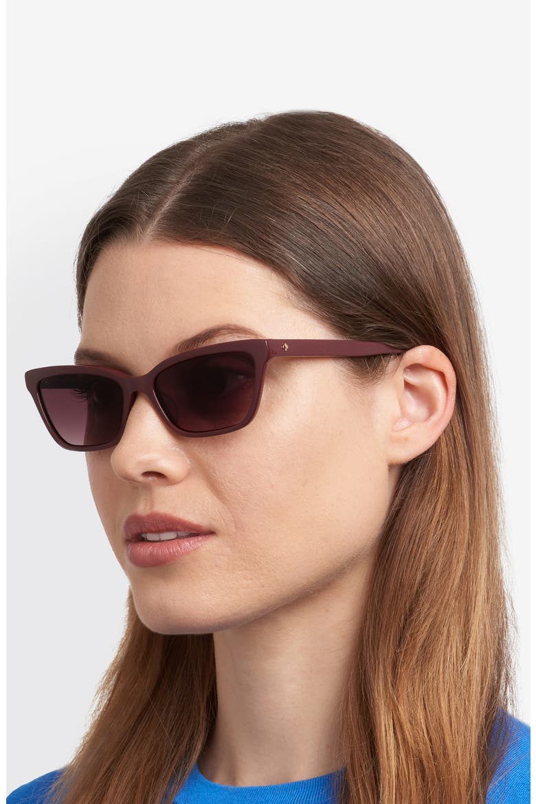 aisha 55mm gradient ectangular sunglasses, Alternate, color, BURGUNDY GOLD/ BROWN SF
