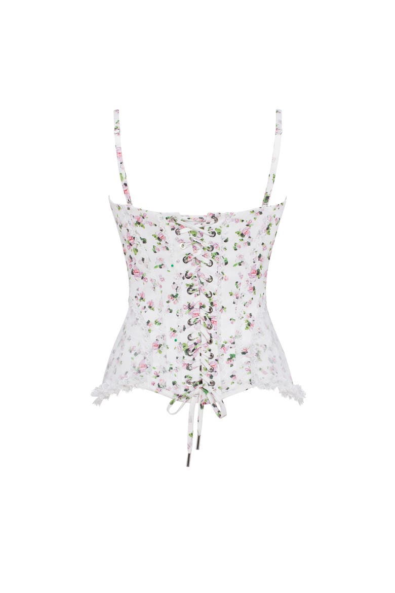 Structured Satin Corset Top With Rosebuds for Special Occasions, Alternate, color, Apple Blossom
