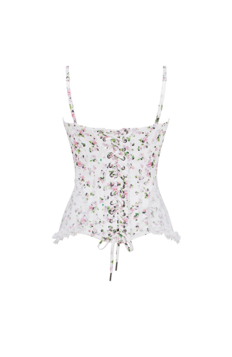 Milla Structured Satin Corset Top With Rosebuds for Special Occasions, Alternate, color, Apple Blossom
