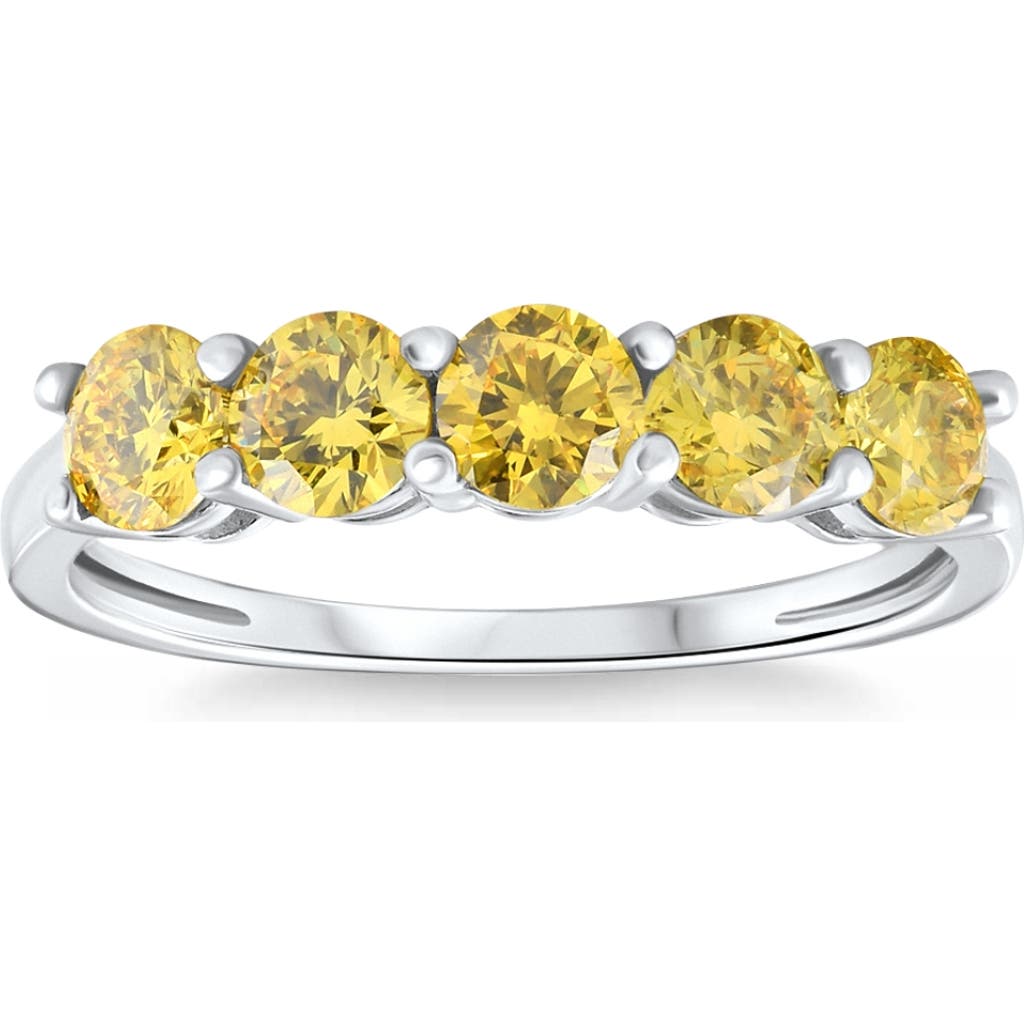 Bliss Diamond 1ct Fancy Diamond Five Stone Wedding Ring 14k Gold Lab Grown In 14k White Gold