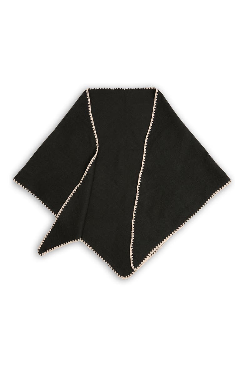 Triangle Knit Trim Shawl, Alternate, color, BLACK