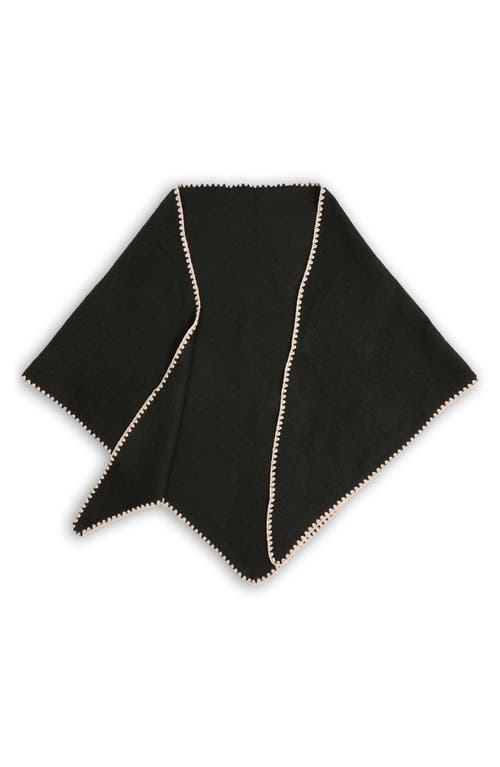 Saachi Triangle Knit Trim Shawl In Black