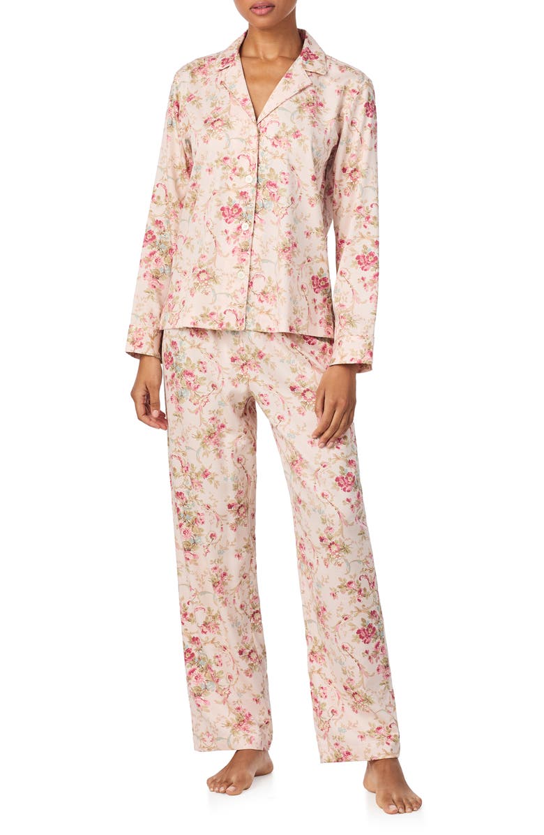Lauren Ralph Lauren Print Cotton Blend Pajamas, Main, color, Multi Floral
