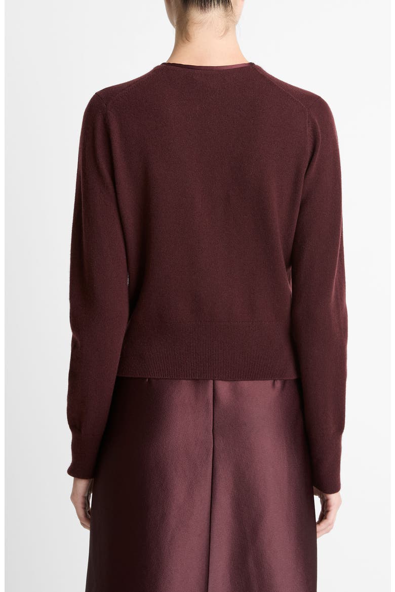 Satin Button Wool & Cashmere Blend V-Neck Cardigan, Alternate, color, OXBLOOD