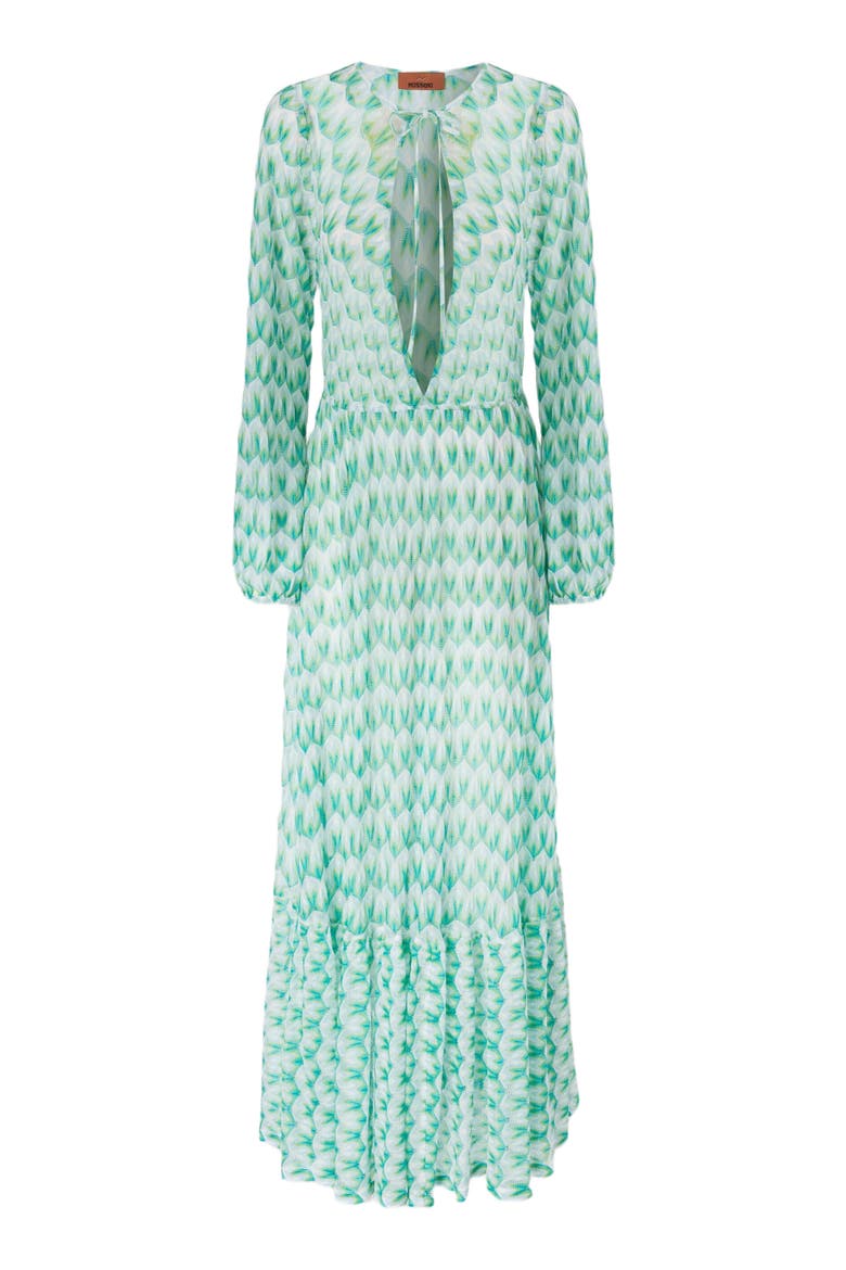 Cover-up In Viscose With Floral Pattern And Long Sleeves, Alternate, color, Multicoloured