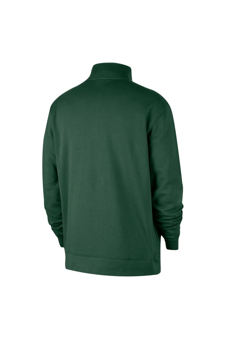 Men's Nike Hunter Green Milwaukee Bucks Courtside Club Half-Zip Jacket, Alternate, color, Hunter Green